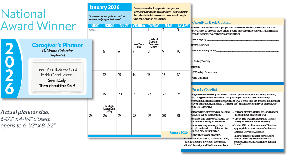 Caregiver's Pocket Planner Calendars
